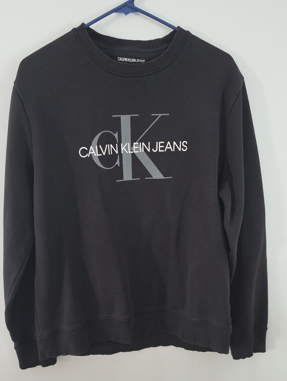 Calvin Klein Jeans Black Crewneck Sweatshirt with Gray CK Logo